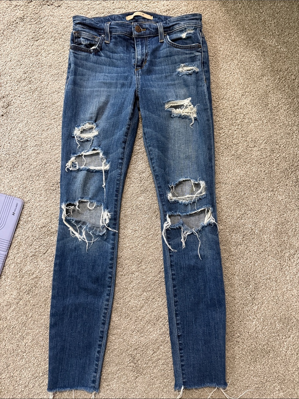 Joe's Jeans Ripped Skinny Jeans in Dark Blue